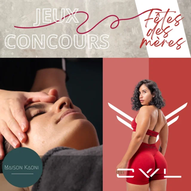 🎁 CONCOURS FÊTE DES MÈRES 🎁  ✨ Deux univers, un seul objectif : faire du bien à celles qui nous ont tout donné ✨  À l’occasion de la Fête des Mères, @maison.kaoni s’associe à @original.wild.life pour vous gâter et surtout gâter une maman en or 💛 avec deux cadeaux d’exception :  💆‍♀️ Un rituel bien-être de 2h30 chez Maison Kaoni
Un moment de pure détente, pensé pour recharger corps & esprit.  ❤️ Un ensemble brassière + short OU legging
Pour révéler sa puissance, en beauté  Pour participer, c’est simple :
1️⃣ Suis @maison.kaoni & @original.wild.life 
2️⃣ Like ce post ❤️
3️⃣ Identifie en commentaire 2 personnes qui mériteraient aussi un moment pour elles 💬
4️⃣ Bonus : partage en story pour doubler tes chances ! 🌟  📅 Fin du concours : dimanche 25 mai à minuit
🧿 Tirage au sort le 26 mai en story 😉  𝗨𝗻𝗲 𝗺𝗮𝗺𝗮𝗻, 𝘂𝗻𝗲 𝗳𝗲𝗺𝗺𝗲, 𝘂𝗻𝗲 𝗴𝘂𝗲𝗿𝗿𝗶𝗲̀𝗿𝗲.
Offre-lui le cadeau qu’elle mérite 🫶  Jeu et cadeau exclusivement réservés pour les femmes 🌹  #FêteDesMères #ConcoursRéunion #MaisonKaoni #OriginalWildlife #BienÊtre #Activewear #ConcoursInstagram #RituelBienÊtre #ForceEtDouceur #FemmesPuissantes #owl